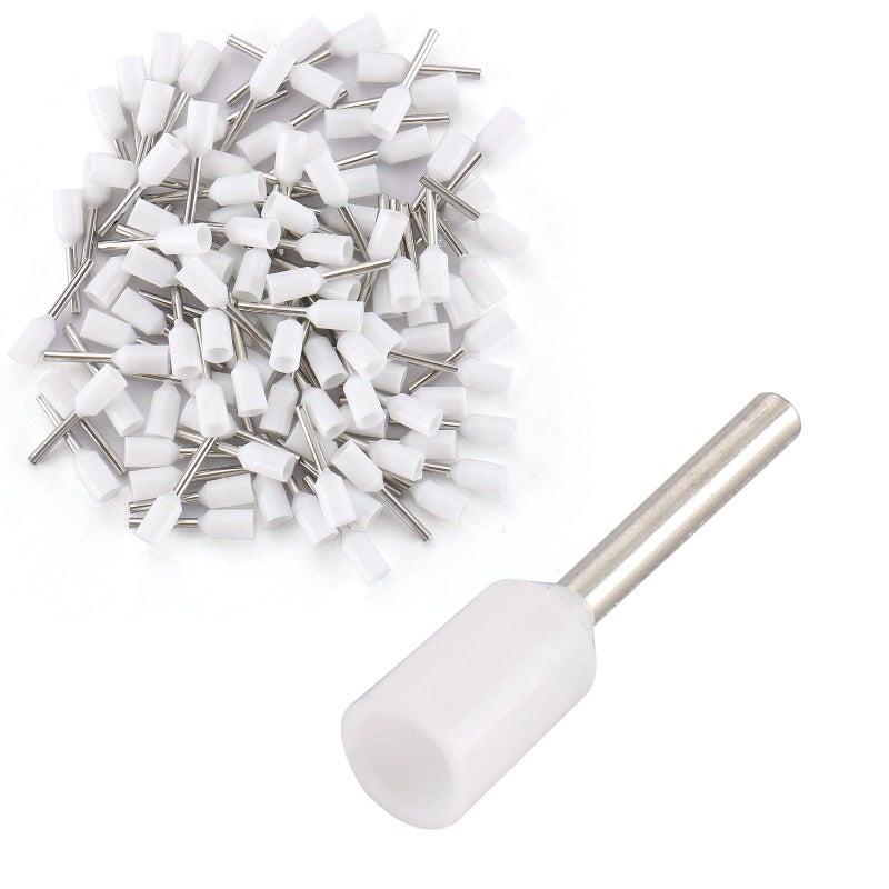 Baomain AWG 22/0.5mmÂ² Wire Copper Crimp Connector Insulated Ferrule Pin Cord End Terminal E0508mm Pack of 1000 (White) - Image 1